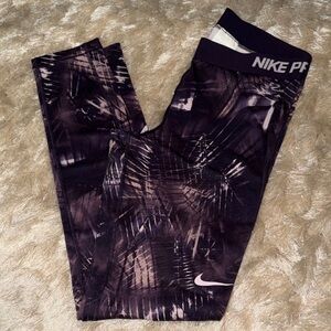 Nike Pro Black and Purple Patterned Leggings